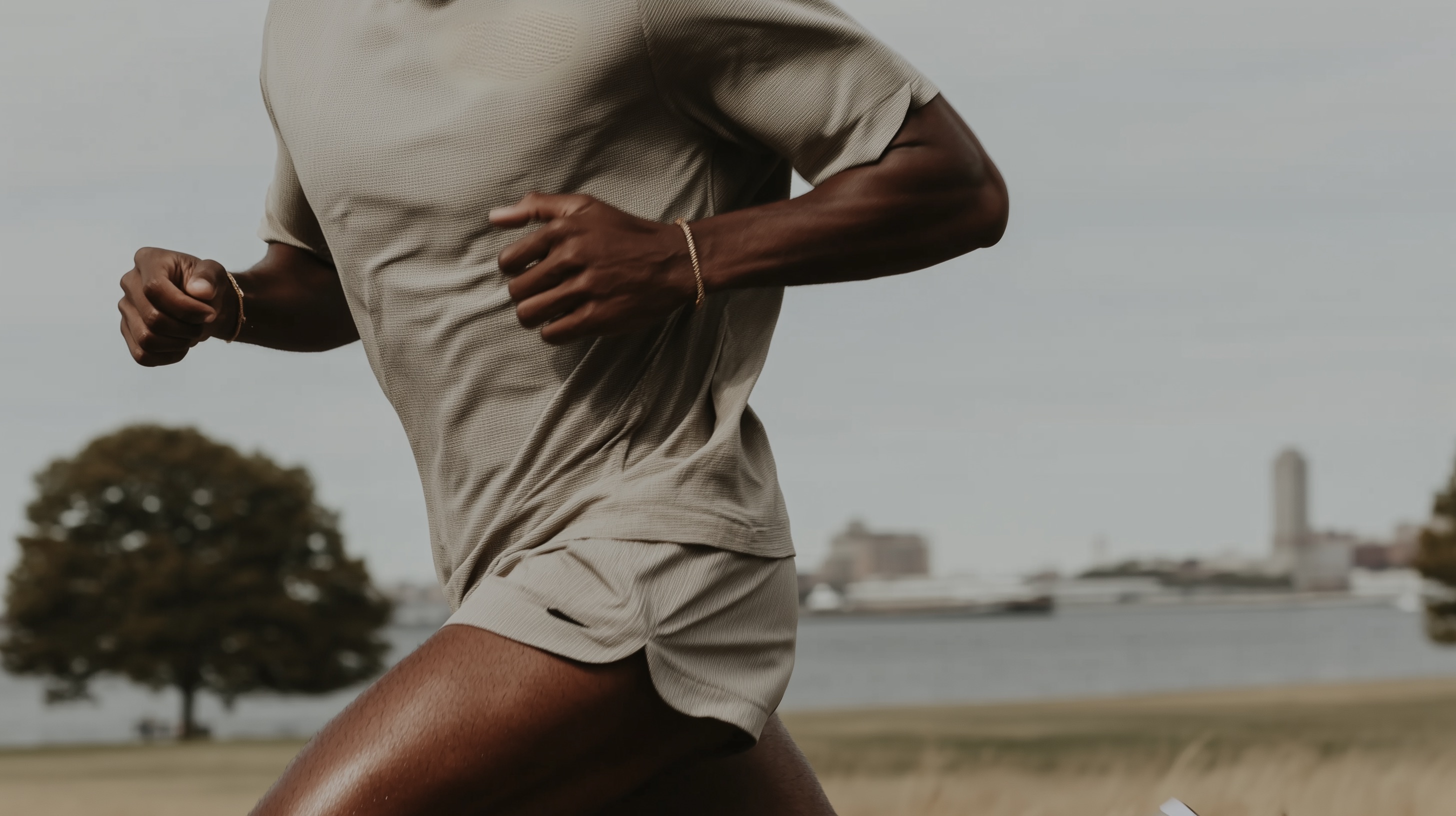 A runner moving through an outdoor routine.